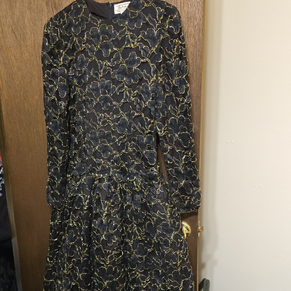 Maggy London Black and Gold Dress
